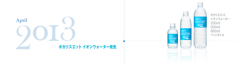 April,2013 ポカリスエット イオンウォーター発売 250ml／500ml／900mlペットボトル